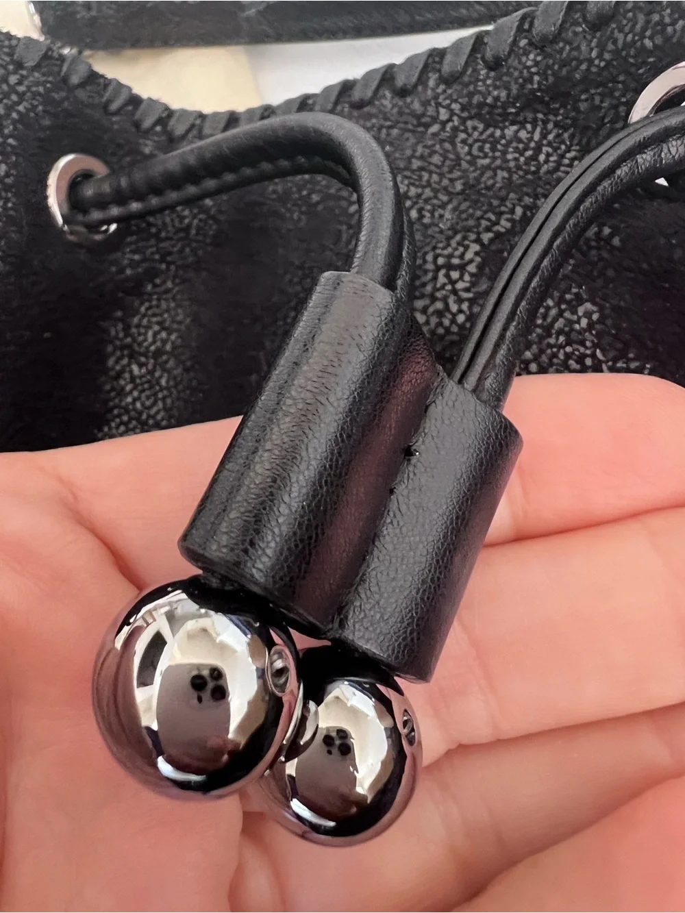 Stella McCartney Falabella Mini Bucket Bag Black Shaggy Deer Made Italy Dustbag
